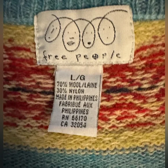 Vintage like new Free People fair isle cardigan sweater - Picture 5 of 6